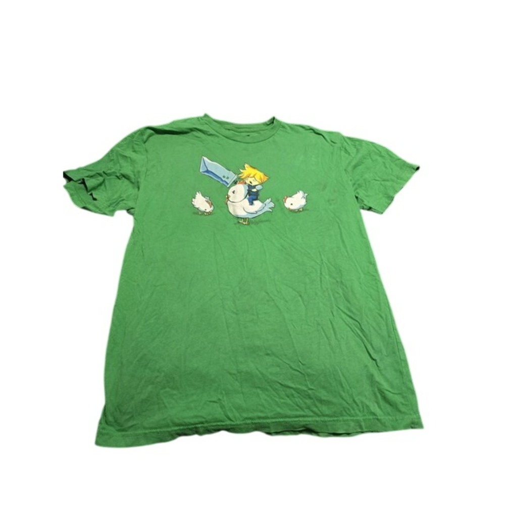 Final Fantasy Cloud Strife Chocobo Chicken Mashup Graphic Tee Green Shirt Mens L